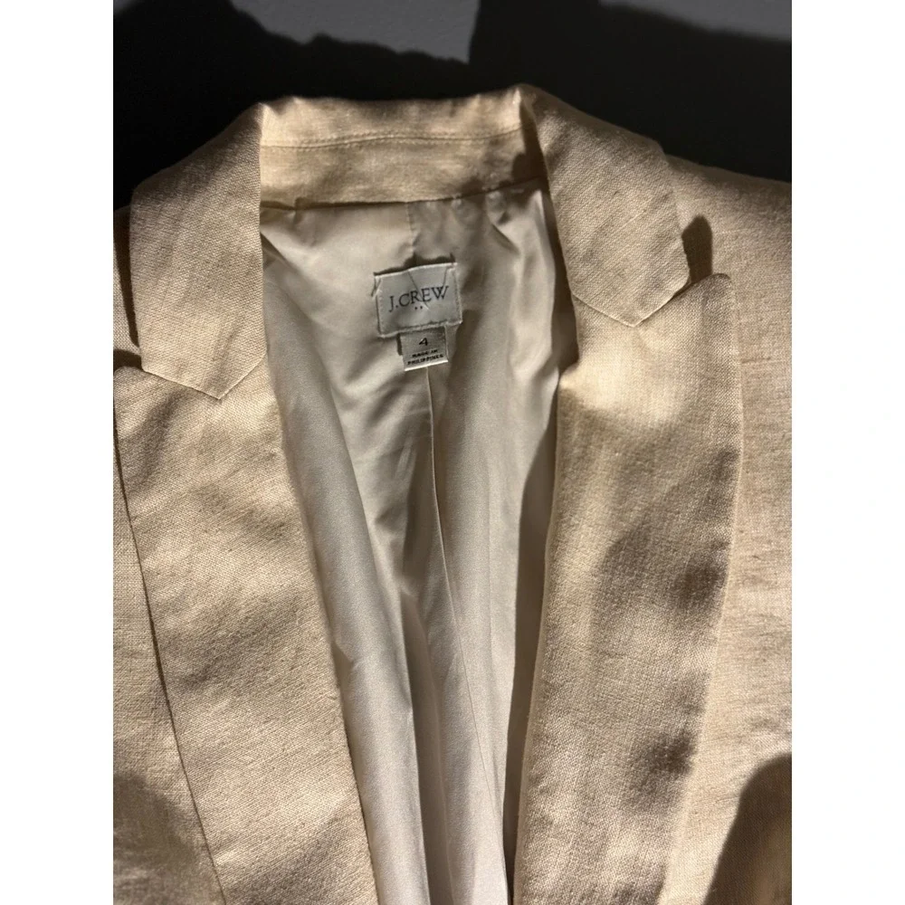 J.Crew Womens Crosshatch linen-cotton Holland blazer AL221 Size 4